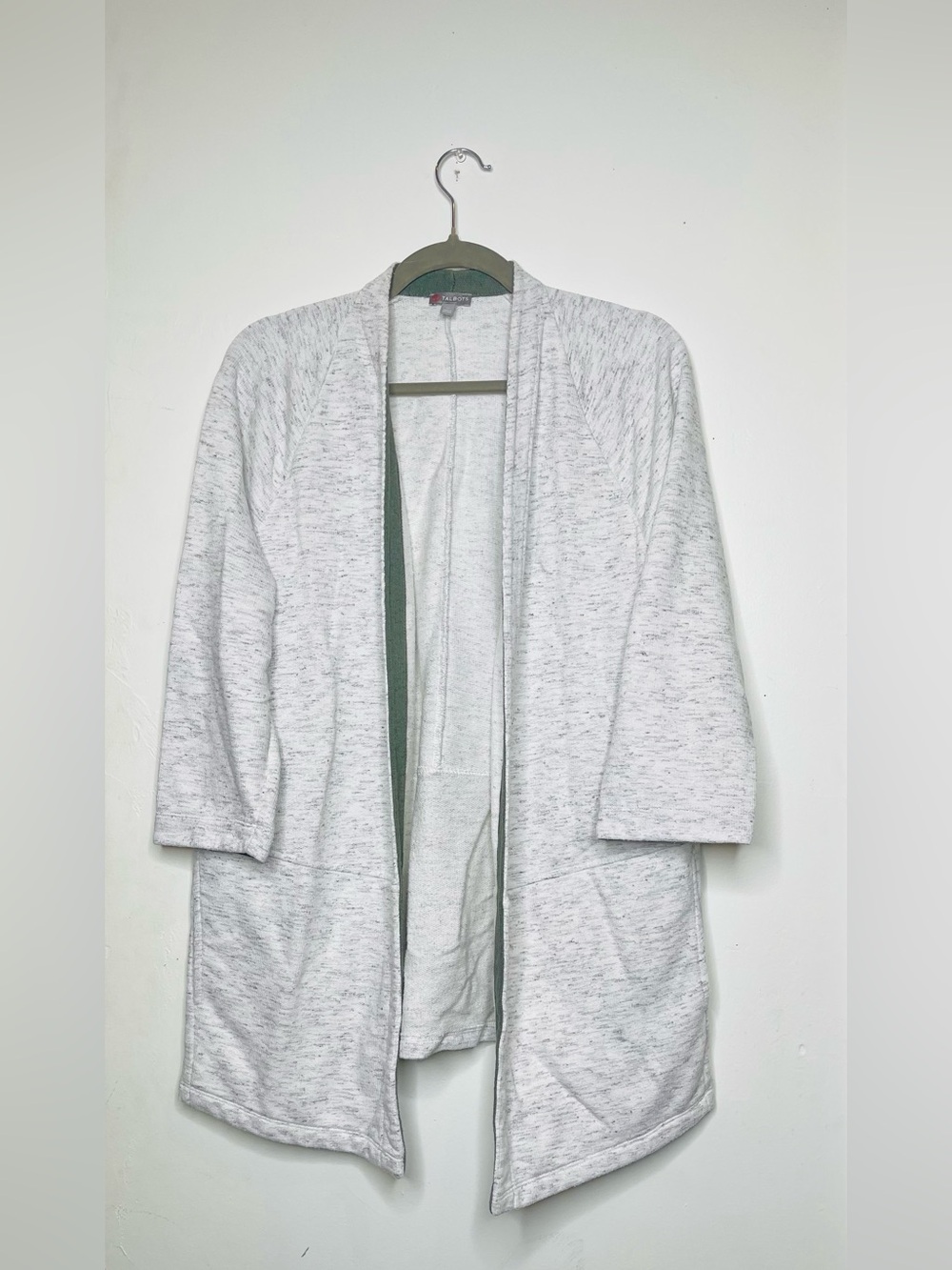 Talbots Gray Marled Open-Front Cardigan, Size 1X